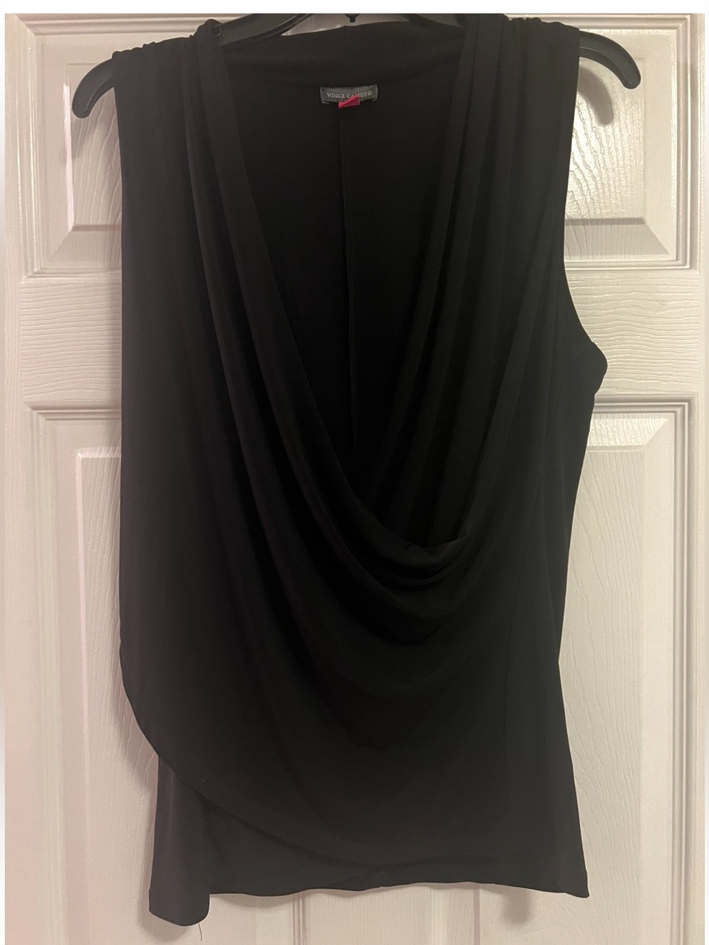 Vince Camuto Black Sleeveless Drape Neck Top- Size Large